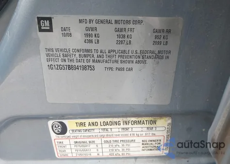 2009 Chevrolet Malibu Ls from USA, damaged, VIN 1G1ZG57B894198753